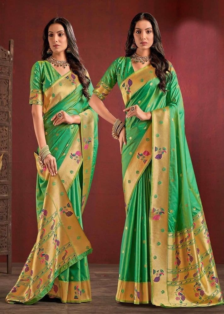 Light Green & Red Banarasi Silk Saree for Woman Flawy Light Weight Saree  Party-wear Saree - Etsy