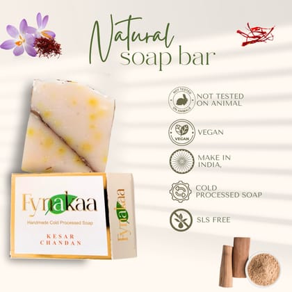 Fynakaa KESAR n CHANDAN Cold Processed Handmade Natural Organic Premium Luxury Soap useful for skin whitening brightening lightening glowing tanning