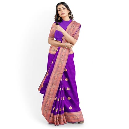 Dark Violet Color Thilagam Butta Saree with Unstitched Blouse