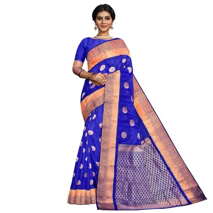 Admiral Blue Color Beautiful Chakram Butta Saree with Unstitched Blouse