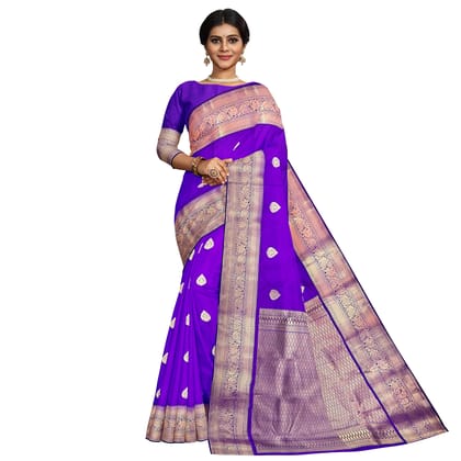 Purplish Blue Color Thilagam Butta Saree with Unstitched Blouse