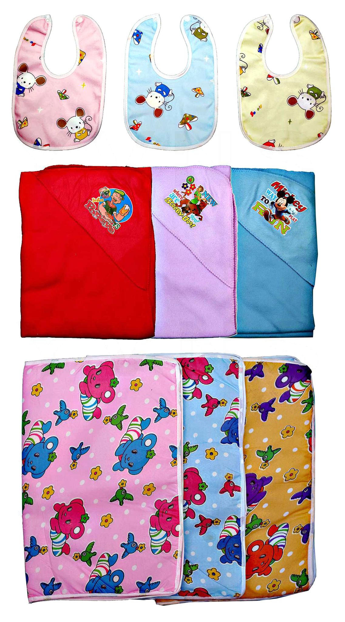 newborn  Baby Girl and Baby Boy 3 Bib Apron Water Proof Sheet for Baby Bed Protection Mat (0-6 Month)Random Print  Blanket wrapper/ Baby Bath Towel