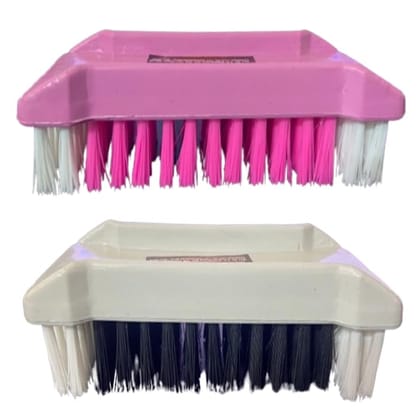 BLING Cloth Cleaning Brush with Handle | Cloth Scrubbing Brush | Brush for Cleaning Shoes, Sink, Tiles, Bathroom, Kitchen | Laundary Brush |(14 x 6 cm) - Pack of 2(Multicolor)