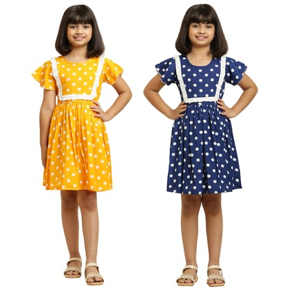 Tinkle Stylish Yellow & Blue Pair Frock & Dress For Girls.