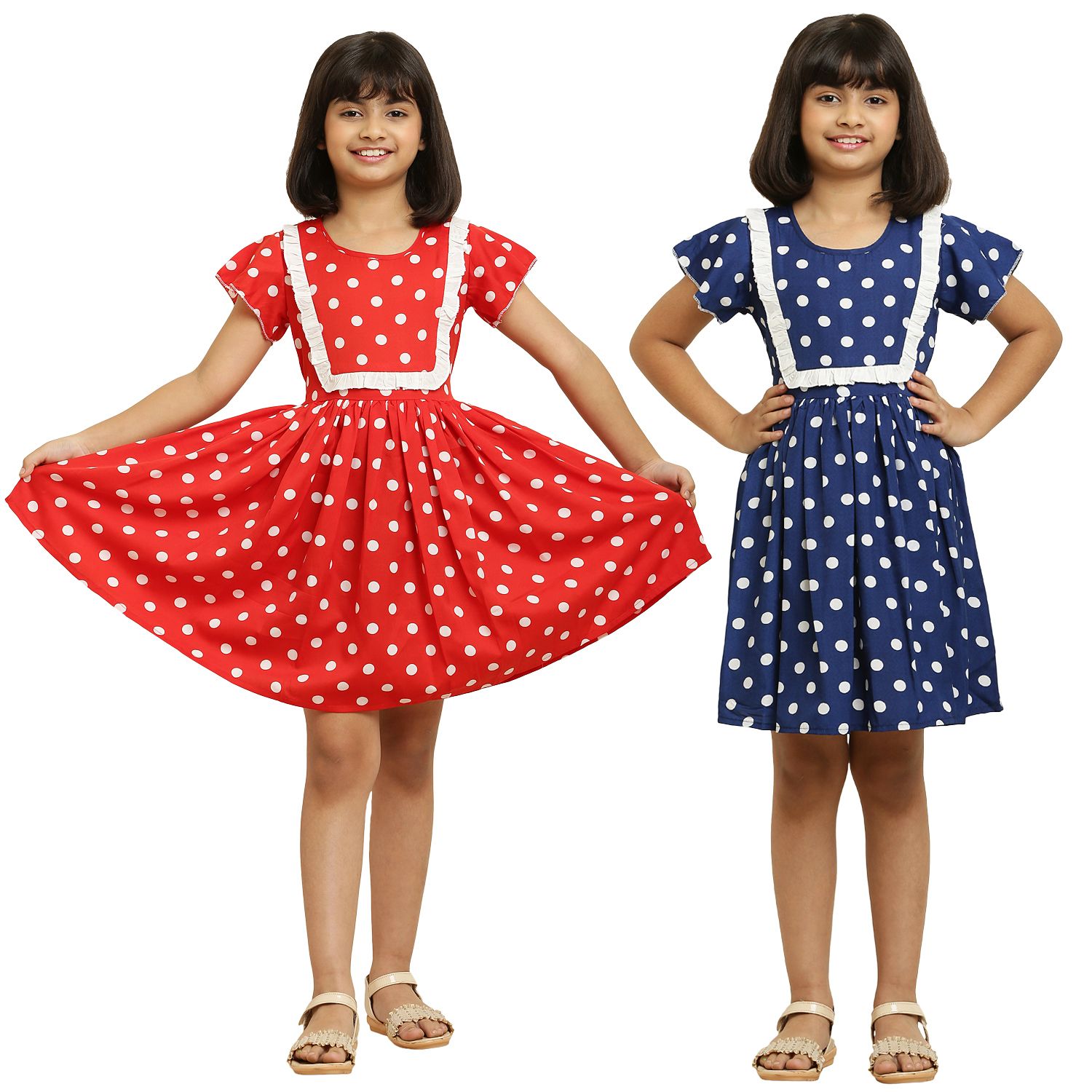 Pretty Elegant   Red & Blue Pair Frock & Dress For Girls.