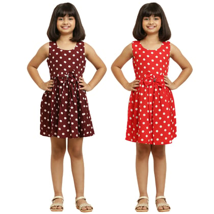 Cutiepie Trendy Brown & Red Pair Frock & Dress For Girls.