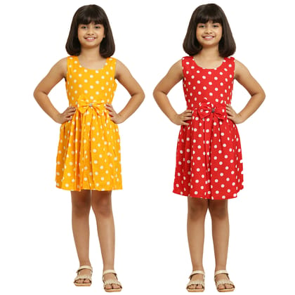 Modern Fancy  Yellow & Red  Pair Frock & Dress For Girls.