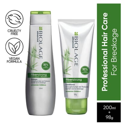 Matrix Biolage Fiberstrong 2-Step Regime, 12X Strength In Weak Hair, (Shampoo 200 ml + Conditioner 98 gm) Pack of 2