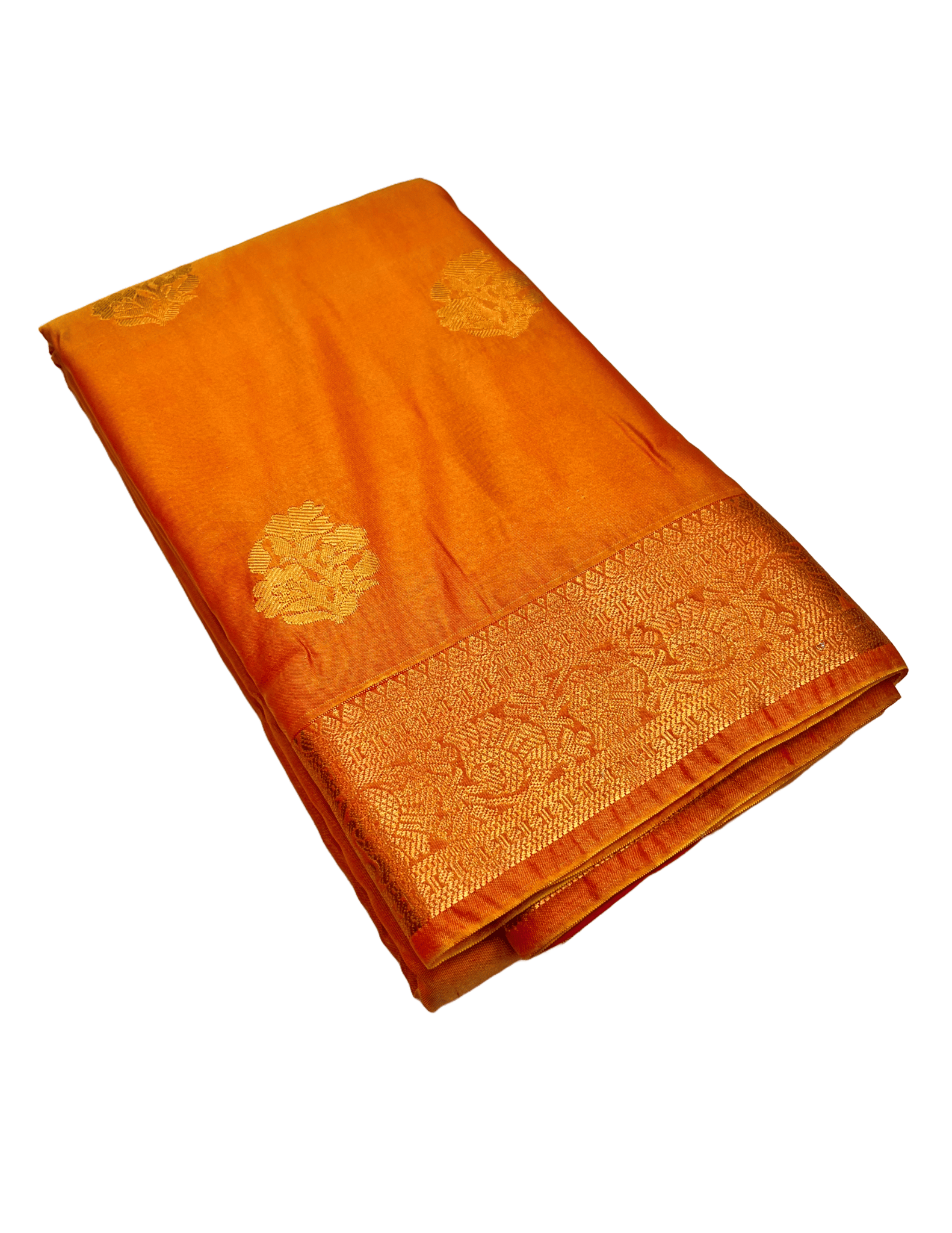 Rust Orange Color Small Floral Butta Saree with Unstitched Blouse