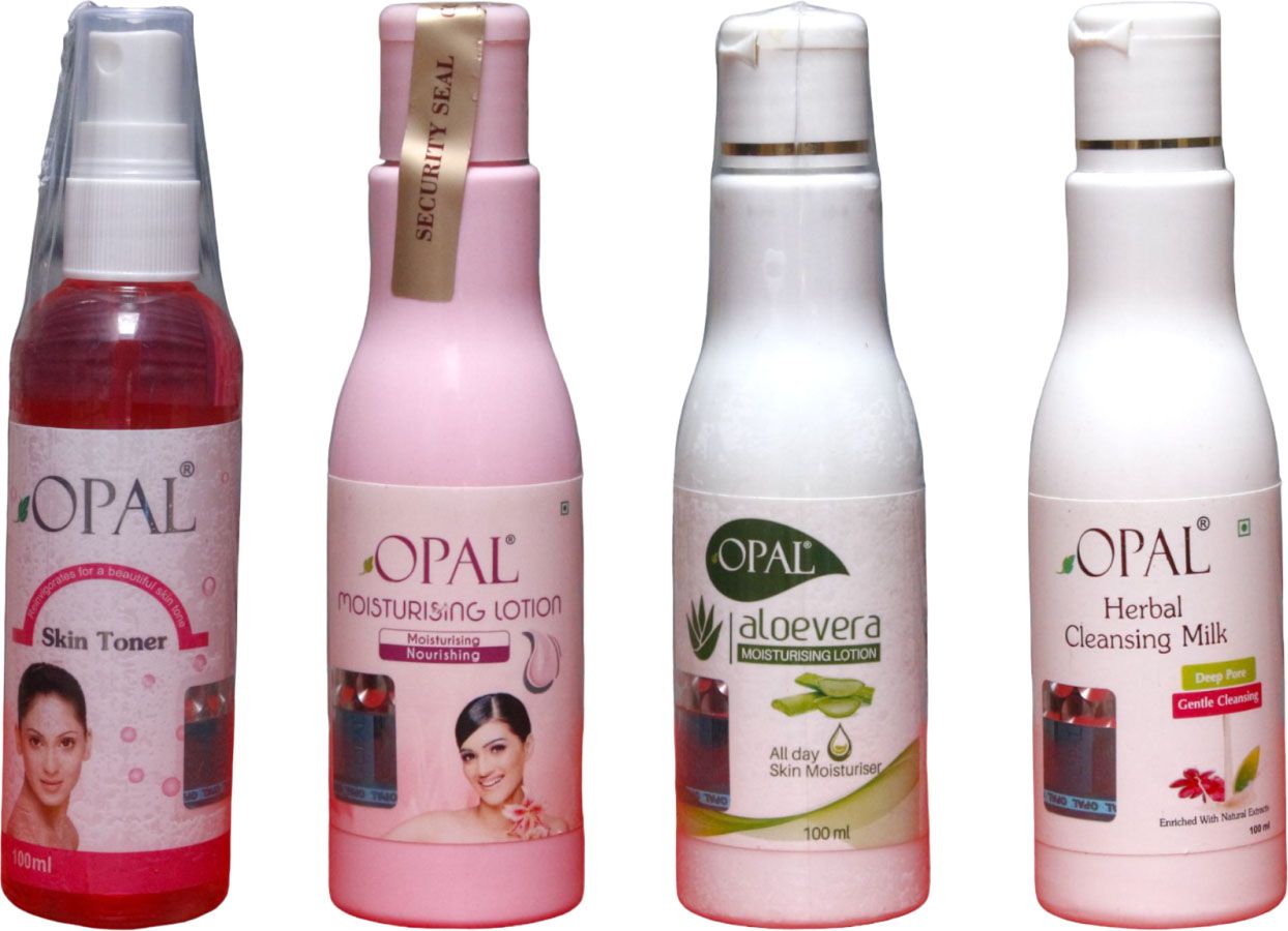 Opal Moisturising Lotion And Aleovera Moisturising Lotion And Cleansing Milk And Skin Toner - (100ML X 4)