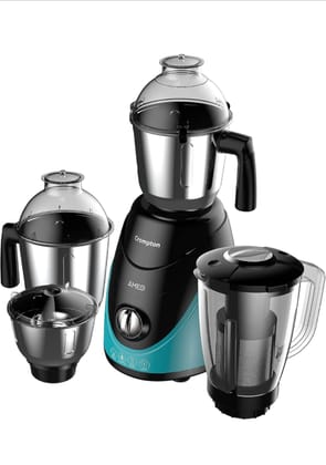 Crompton 750-Watt Ameo Mixer Grinder with MaxiGrind and Motor Vent-X Technology (3 Stainless Steel Jars and 1 Juicer Jar, Black & Green) (AMEO-4JARS)