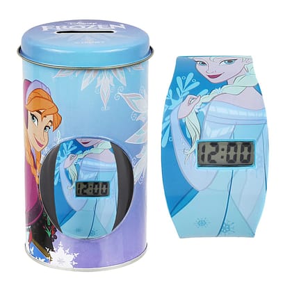 Disney Digital Unisex Child Watch (Blue Dial Multi Colored Strap)