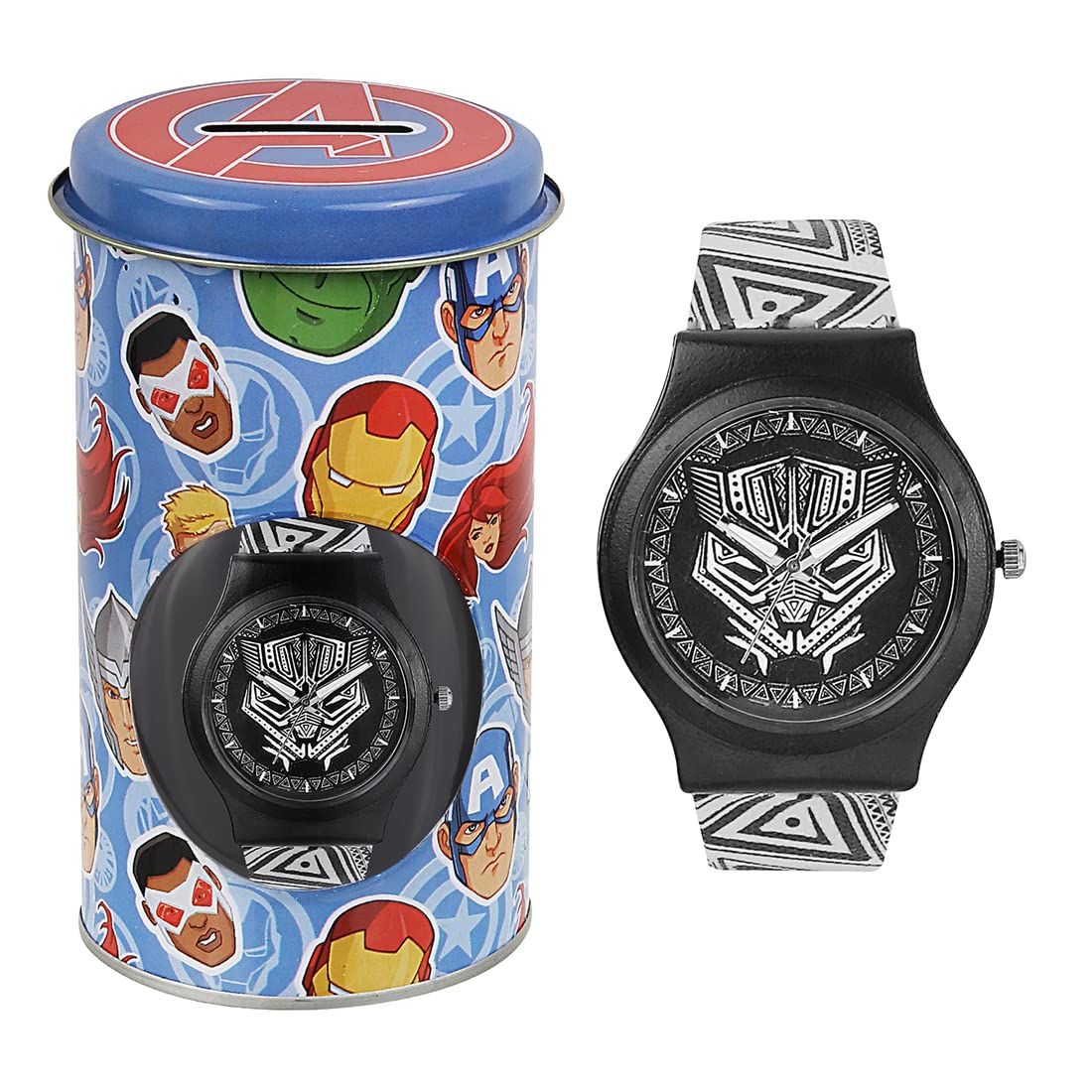 Marvel Comics Wrist Watch for Kids Multicolor Round Analogue Wrist Watch Birthday Gift for Boys & Girls - Age 3 to 12 Years (Black Panther Black)