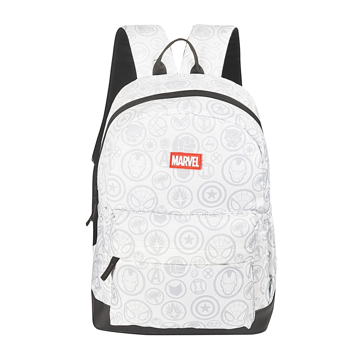 Marvel Avengers Super Hero 17 Inch Casual Bagpack School & Sports Bag, White & Grey With Faux Leather Base For Women & Men Boys & Girls