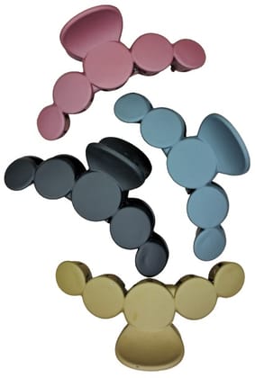 Matte Finish Hair Claw Clip Strong Hold Styling Hair Clutcher For Women & Girl's Multi Color Pack of 4