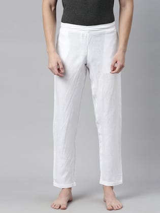 Men White Solid Hemp Ultimate Yoga Pant