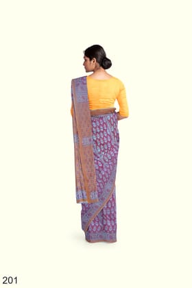 Hand Block Printed Pure Cotton Saree ct-201