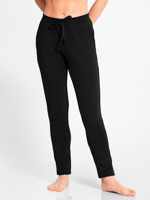 Buy Jockey Style 1301 Women's Super Combed Cotton Elastane Stretch Slim Fit  Trackpants With Side Pockets - Black Printed Online at Best Prices in India  - JioMart.