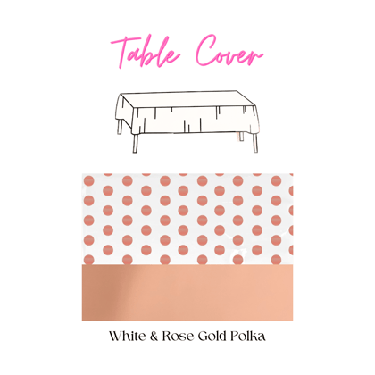Table Cover White & Rose Gold Polka 54X108"