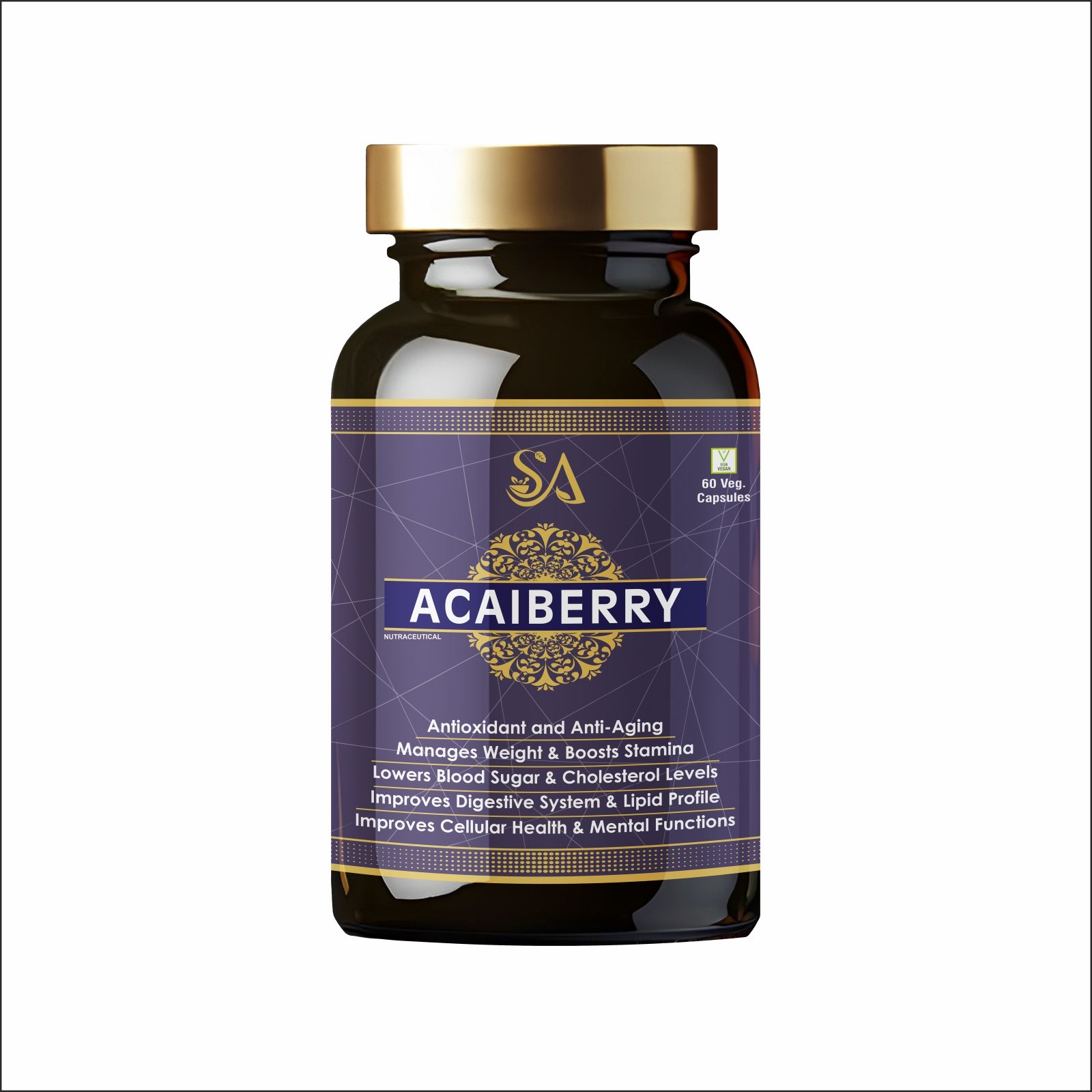 ACAIBERRY(Acai Berry for Healthy Skin and Antioxidants Supports, Ultimate Health and Nutrition Supplements, 500 mg, Veg 60 Capsules )