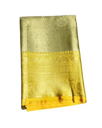 Organza Lightweight Traditional Indian Grey With Yellow Saree