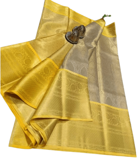 Banarasi Tissue Yellow Designed Silk Saree