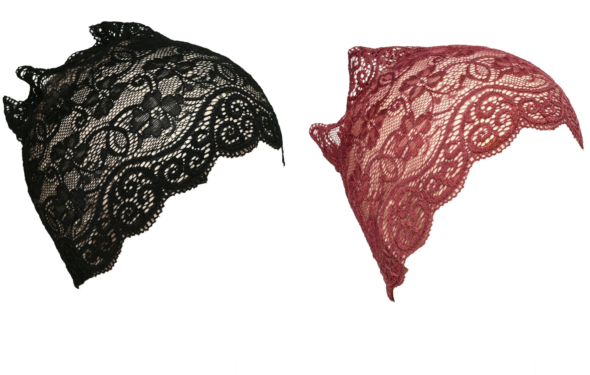 Girls and Womens Hijab Cap Hijab Headband, Under Hijab Scarf Black & Dark Maroon Naqab Head Scarf (2 pcs)