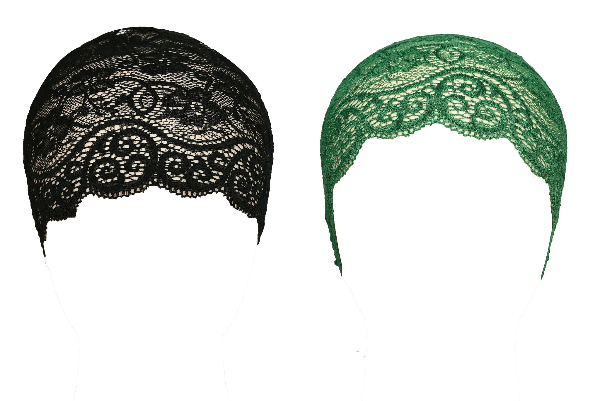 Girls and Womens Hijab Cap Hijab Headband, Under Hijab Scarf Black and Green Naqab Head Scarf (2 pcs)