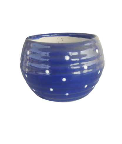 Beautifully Designed Blue Coloured Ceramic Globe Shaped Pot