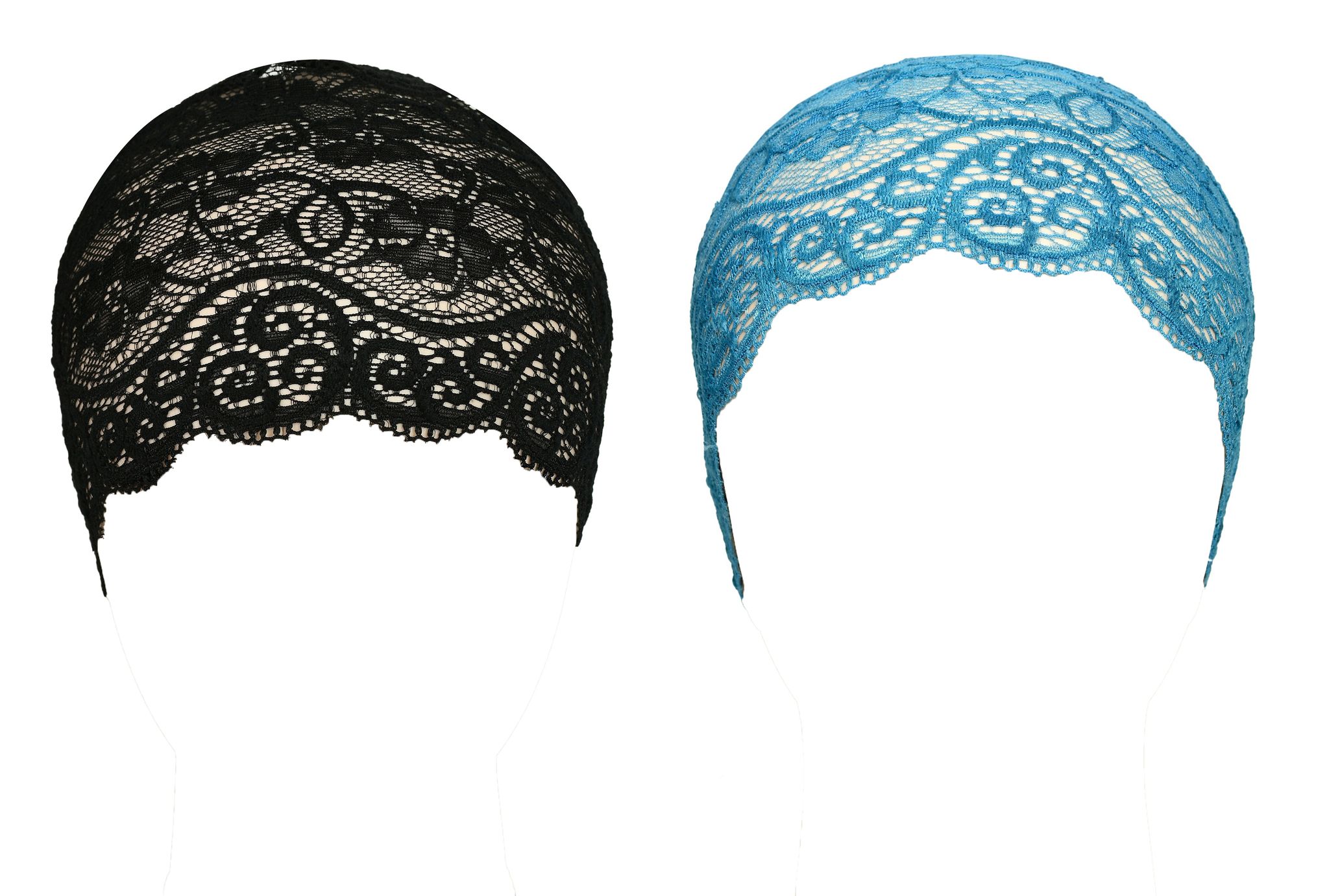 Girls and Womens Hijab Cap Hijab Headband, Under Hijab Scarf Black and Light Blue Naqab Head Scarf (2 pcs)