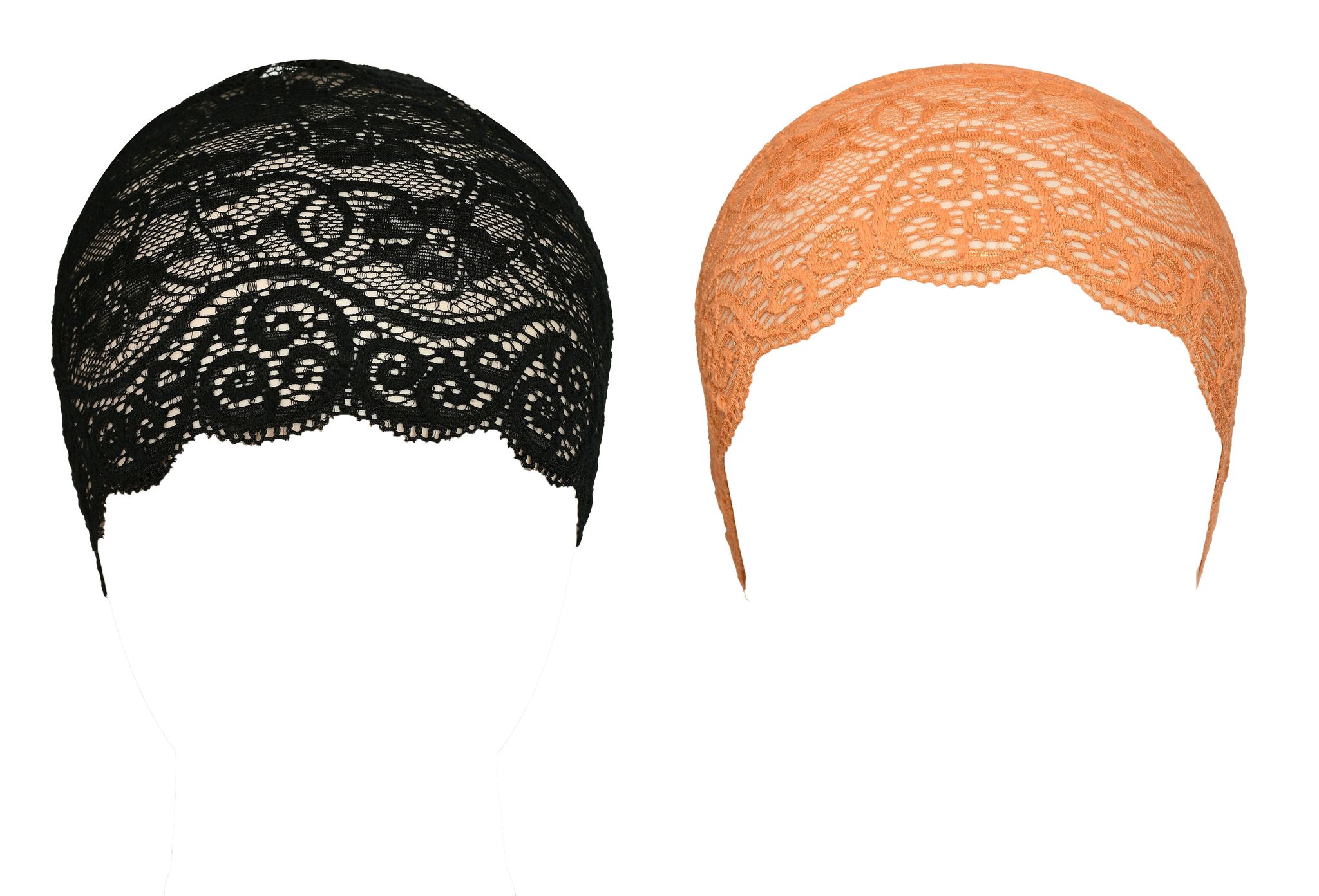 Girls and Womens Hijab Cap Hijab Headband, Under Hijab Scarf Black and Orange Naqab Head Scarf (2 pcs)