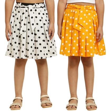 Stylish White & Yellow Dot  Pair Skirt For Girls.