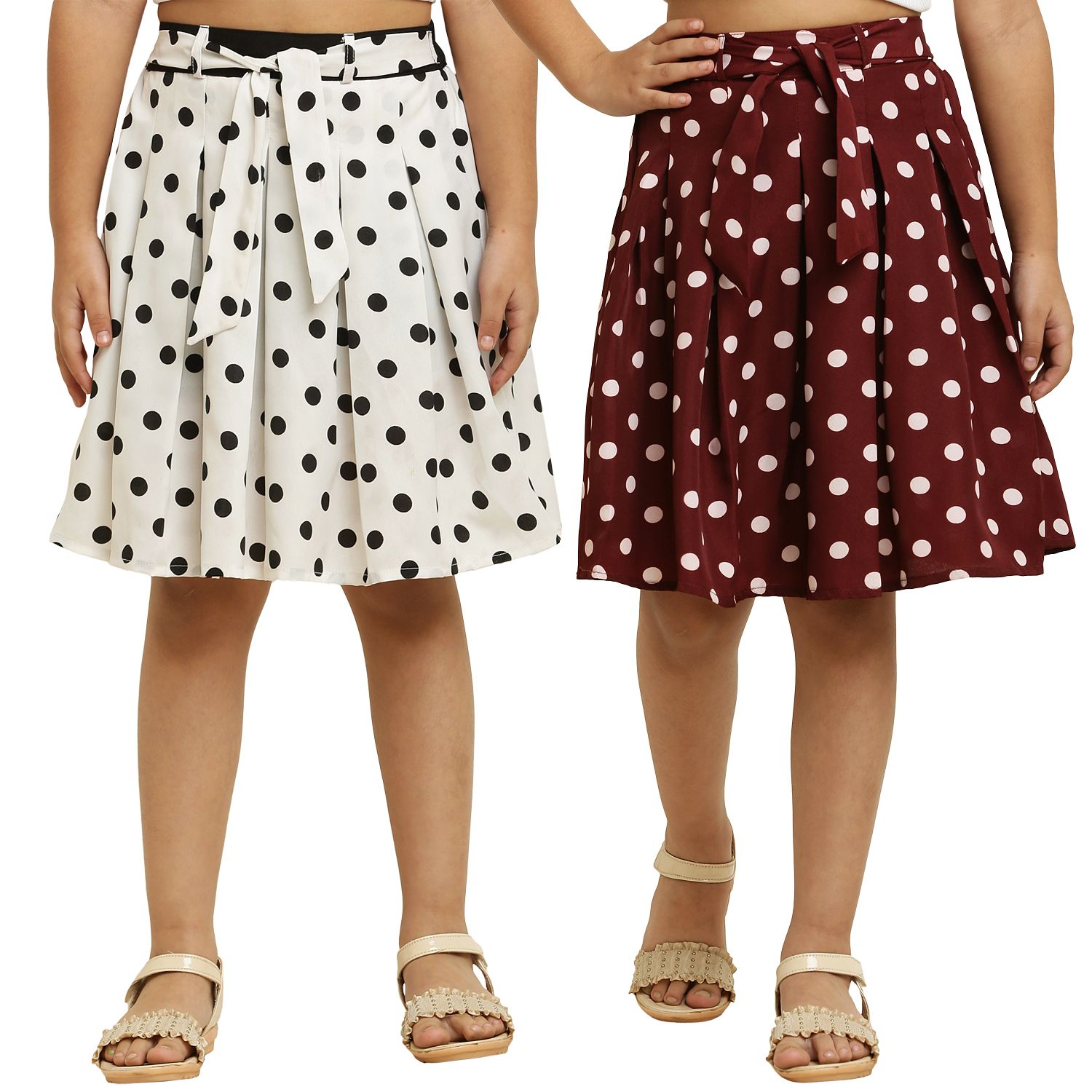 Princess Elegant White & Brown Pair Skirt For Girls.