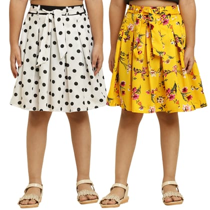 Agile Fancy Yellow & White Pair Skirt For Girls.