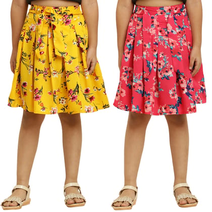 Pretty Stylus Yellow & Pink Pair Skirt For Girls.