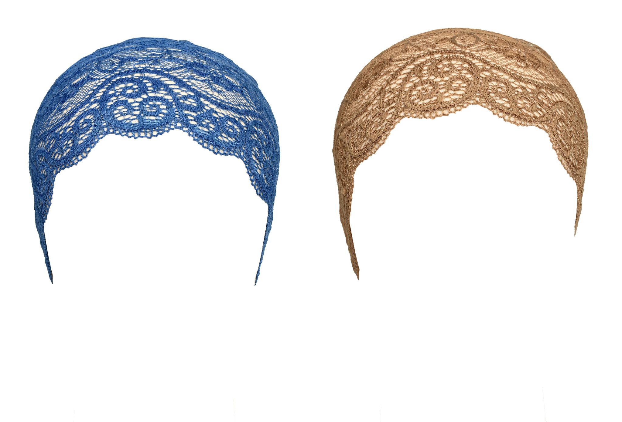 Girls and Womens Hijab Cap Hijab Headband, Under Hijab Scarf Blue and Light Brown Naqab Head Scarf (2 pcs)