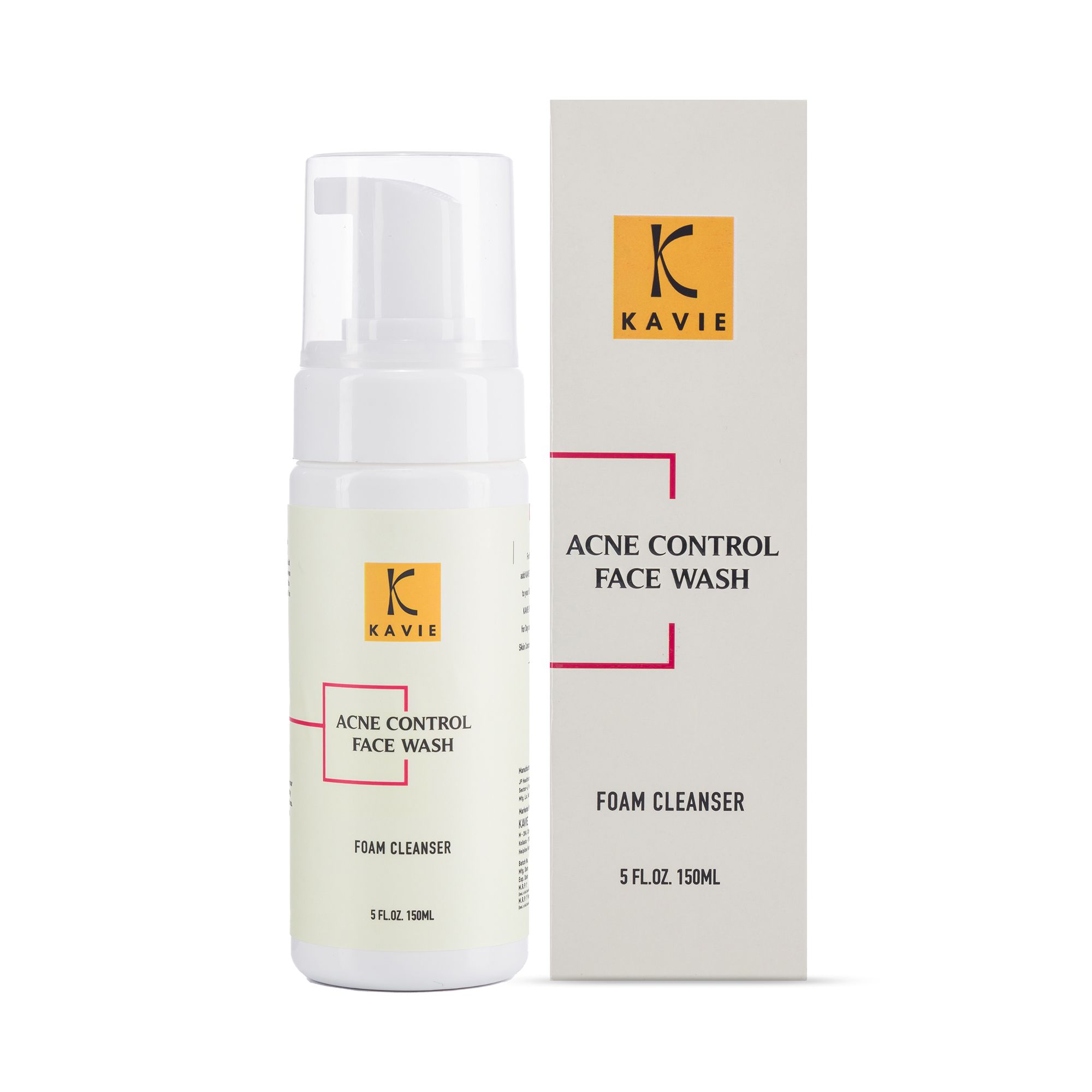 KAVIE Acne Control Face Wash with Salicylic Acid 2%, Tea Tree Oil, Cinnamon Extract, Niacinamide and Zinc PCA 1% - Face Wash for Acne , Pimples | Foam 150ML"