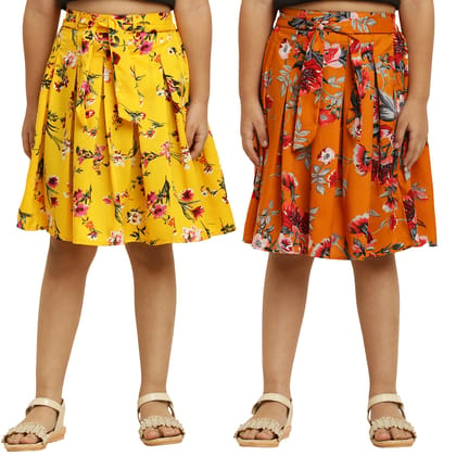 Tinkle Stylus Musted & Yellow Pair Skirt for Girls.