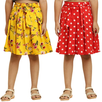 Cute Stylish Red & Yellow Pair Skirt For Girls.