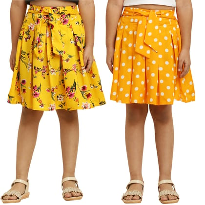 Flawsome Elegant Yellow Dot & Yellow Pair Skirt For Girls.