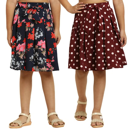 Modern Classy Blow & Brown Dot Pair skirt For Girls.