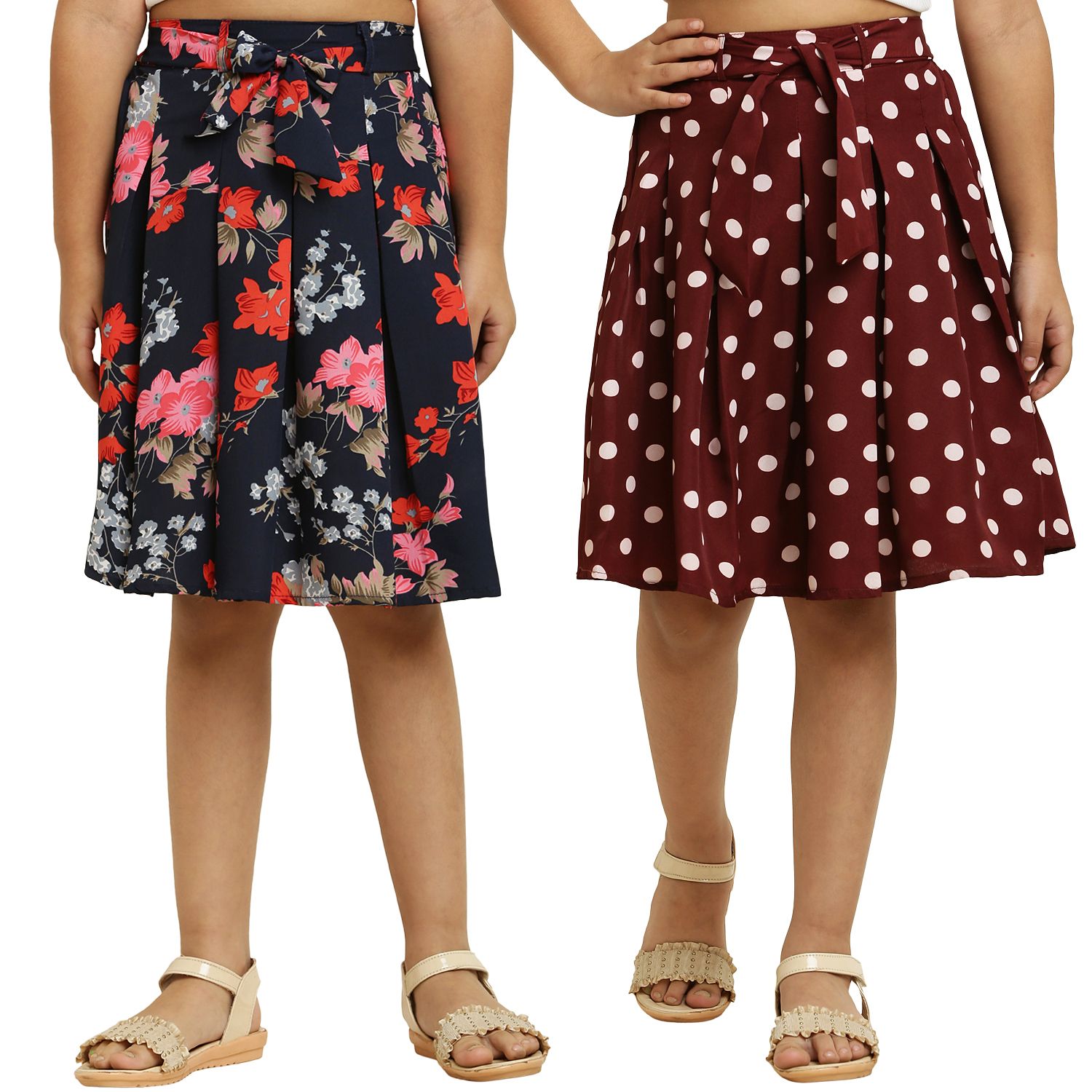 Modern Classy Blow & Brown Dot Pair skirt For Girls.