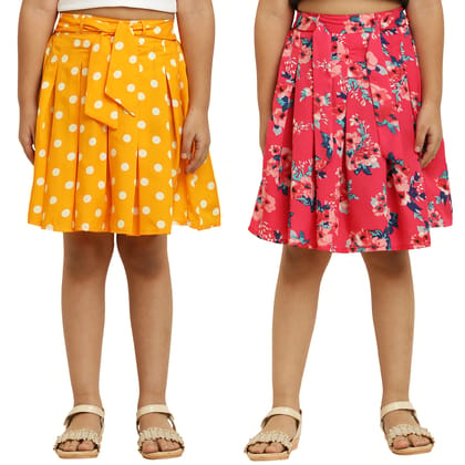 Pretty Fancy Pink & Yellow Dot Pair Skirt For Girls.