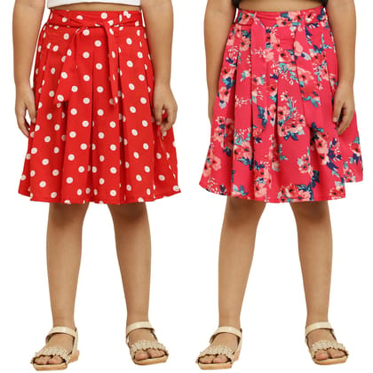 Agile Stylus Red & Pink Pair Skirt for Girls.