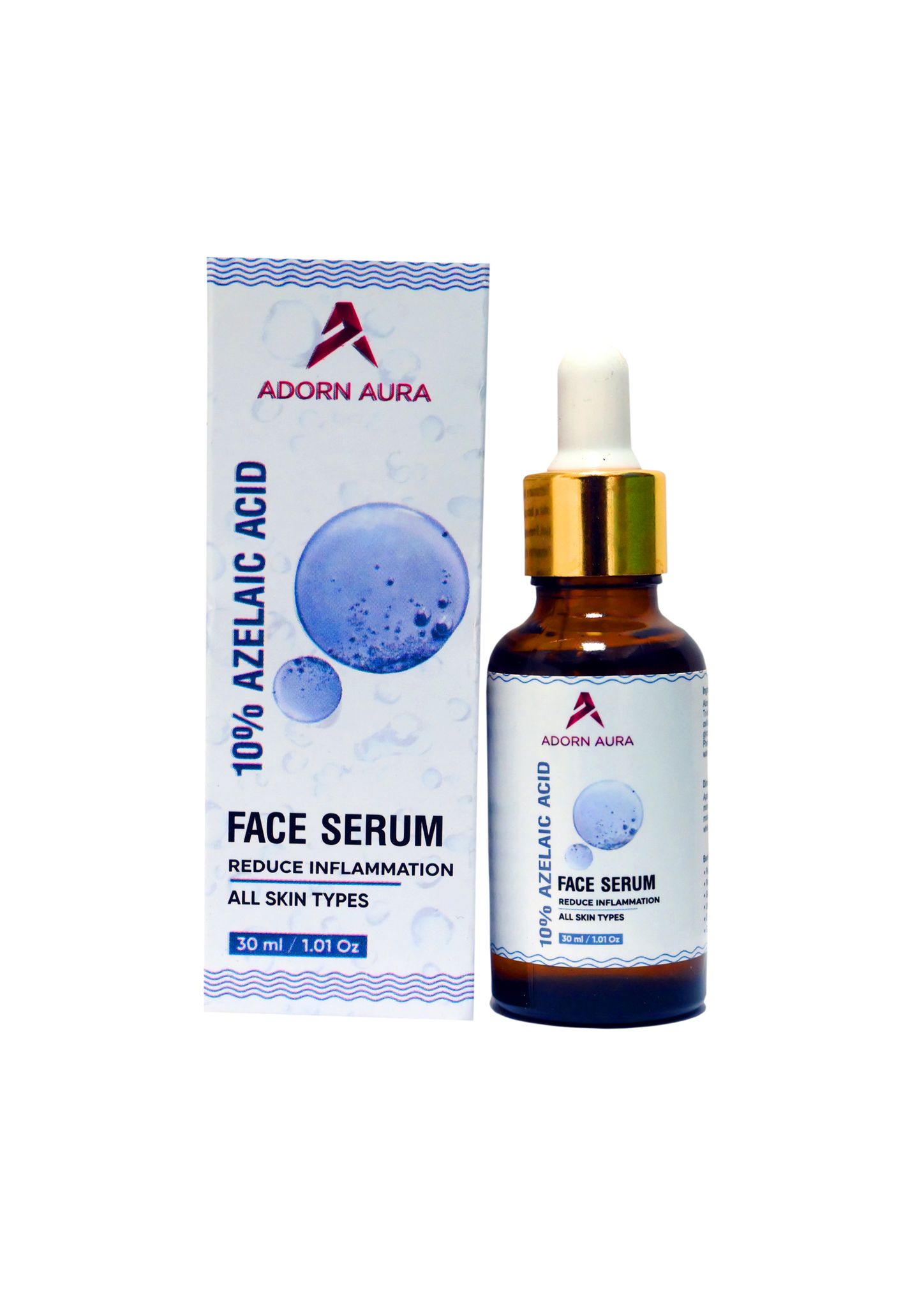 Adorn Aura Azelaic Acid Serum For Face(30 ML) | Intense Hydration, Skin Illumination, Fades Dark Spots, Natural Moisturizer For Healthy & Glowing Skin