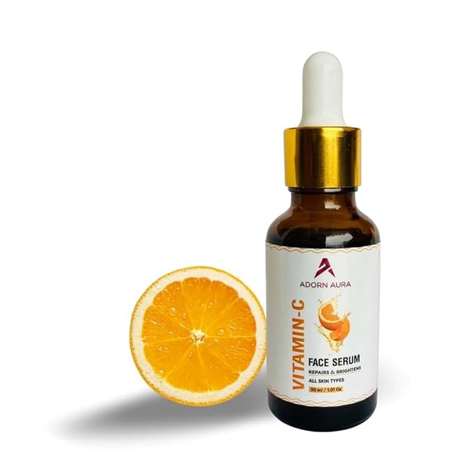 Adorn Aura Skin Naturals, Face Serum, Brightening and Anti-Dark Spots, Bright Complete Vitamin C Booster, 30 ml