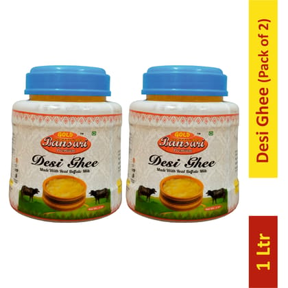 Gold Bansari Premium Pure Desi buffalo Ghee Better Digestion&Immunity 1 Litre (Pack Of 2)