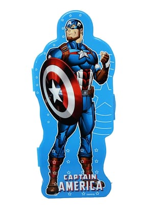 SKI School Mate Captain America Theme Shape Printed Double Layer Pencil Box Stationery Holder for Boys and Girls with Pencil,Scale and Eraser Geometry Box Pencil Pouch(Captain America)