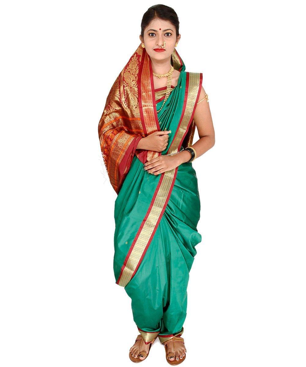 Readymade Sea Green Nauvari Saree