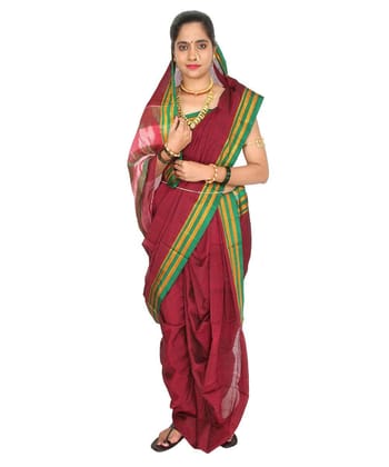 Unstitched Maroon Nauvari Saree